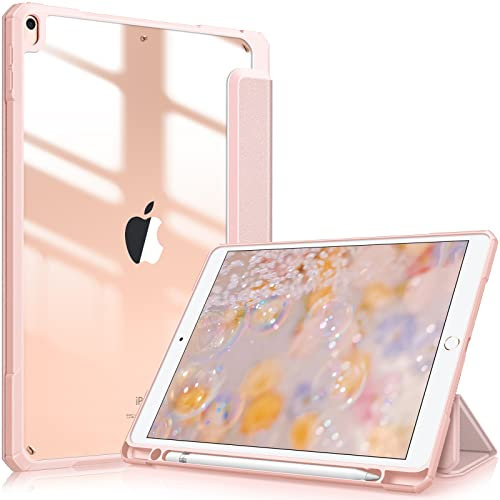Fintie Hybrid Hülle für iPad Air 2019 (3. Generation) / iPad Pro 10.5 2017 - [Eingebauter Stifthalter] Stoßfeste Abdeckung mit Transparent Klar Hartschalen Rückseite Schutzhülle, Roségold