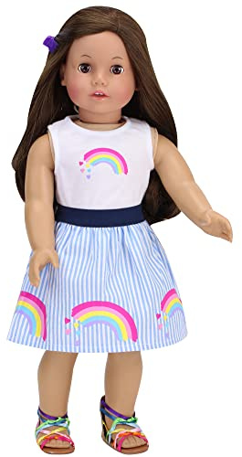 Sophias by Teamson Kids Rainbow Shirt und gestreiften Rock für 18 Puppen, Mehrfarbig