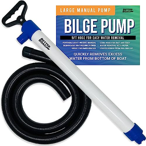 Pompe de cale manuelle pour bateaux, kayak, canoë, pompe à eau manuelle avec tuyau, siphon portable avec pompe, aspiration de 75 litres par minute, qualité marine, taille L