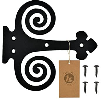 MORIA DESIGN Dekorative Kreuzgehänge 150 x 145 x 2 mm | Scharnier Attrappen für Fensterläden, Gartentore, Werkzeughäuser, Kinderhäuser, Gartenräuchereien, Gartenhäuser. | Pulverbeschichtet | Schwarz