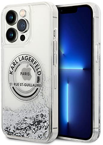 Karl Lagerfeld KLHCP14XLCRSGRS Hülle für iPhone 14 Pro Max 6,7 Silber hardcase Liquid Glitter RSG