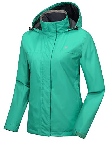 Little Donkey Andy Damen wasserdichte Regenjacke Leichte atmungsaktivem Regenjacke für Outdoor-Windbreaker zum Wandern, Reisen Pazifik Grün XL