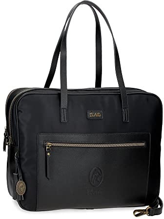 Joumma bags,s.l. EL Potra Wolle, lässig, schwarz, 22 x 25 x 10 cm, Polyester und PU, Lässiger Rucksack, Schwarz