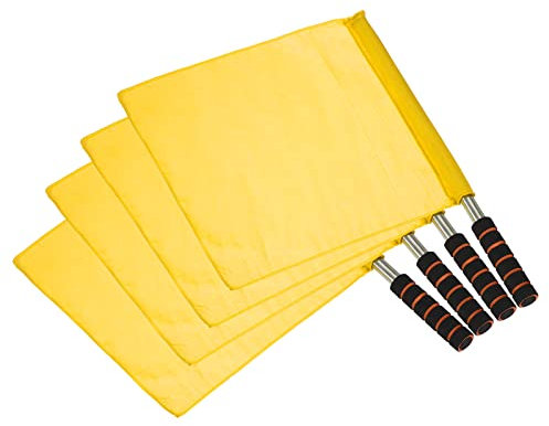 PATIKIL Schiedsrichter Fahne 4Pack Linienrichter Fahne Schiedsrichter Flagge mit Edelstahl Schwamm Handgriff für Fußball Sport Gelb