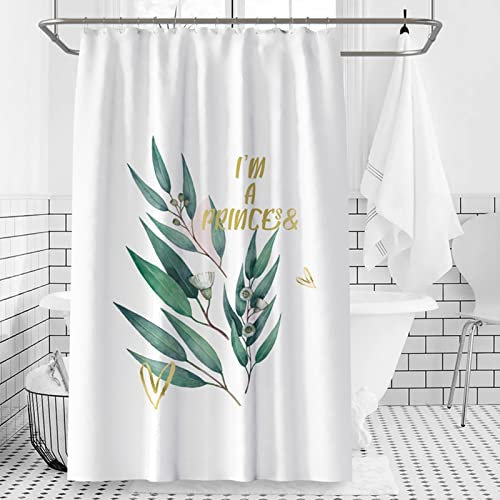 Musihy Duschrollo 80 cm, Bad Vorhang Weiss Blätter und Blüten Duschrollo für Badewanne Duschrollo für Badewanne Schmal