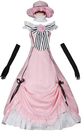 QYIFIRST Anime Ciel Phantomhive Kleid Outfits Fasching Cosplay Kostüm Rosa Damen M