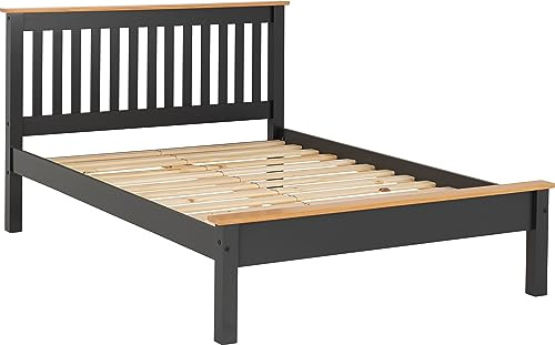 Seconique Monaco 4'6 Double Low End Bed in Grey/Oak Effect