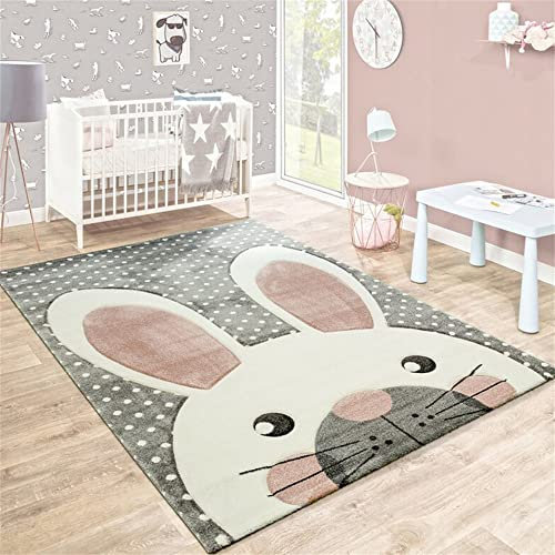 YATOLA Teppich Tier Kinderteppich Babyteppich Junge Mädchen Kinderzimmer Spielteppich Rutschfester Spielfreundlich Wohnzimmerteppich Flächenteppich Bettvorleger Schlafzimmer (Grau, 60 x 90cm)