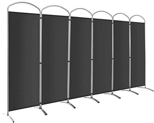 COSTWAY 4/6 Panel Folding Room Divider, Freestanding Wall Privacy Screen Protector, Paravent Partition Separator for Living Room, Bedroom and Office (Grey, 6 Panel: 331 x 188cm)