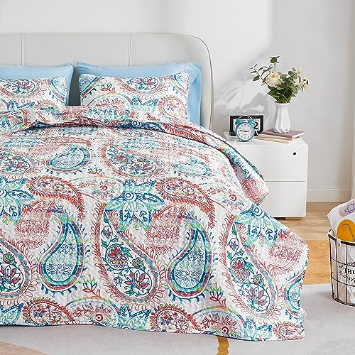 SLEEP ZONE 3-teiliges bedrucktes Bettwäsche-Set – Full/Queen Size (2 Kissenbezüge) – leicht, wendbar, für alle Jahreszeiten (klassisches Paisleymuster)