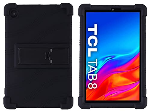 FKQLH Case for TCL Tab 8, Adjustable Soft Silicone Kids Friendly Protective Cover for TCL Tab 8 8 Inch, Black