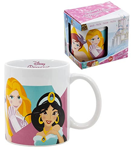 Tazza in ceramica Principesse Disney modello mug da colazione 325 ml in confezione per bambini