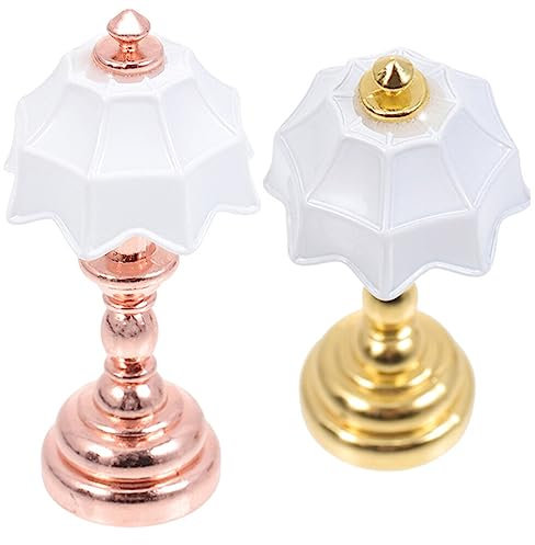 OSALADI 2st Puppenstuben-tischlampe Puppenstubenlampe Maßstab 1 12 Miniatur-nachttischlampe Puppenhaus-led-schreibtischlampe Mini-puppenhaus-stehlampe Batterie Eisen Ob11 Zubehör