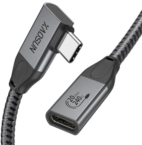 XAOSUN USBC 3.2 Verlängerung 0,5M, 20Gbp 90 Grad USB-C 3.2 Gen 2 Verlängerung [4K@60Hz/240W], Kompatibel mit USB-C-Hub, Switch, macbook, macbook/ipad pro, SSD