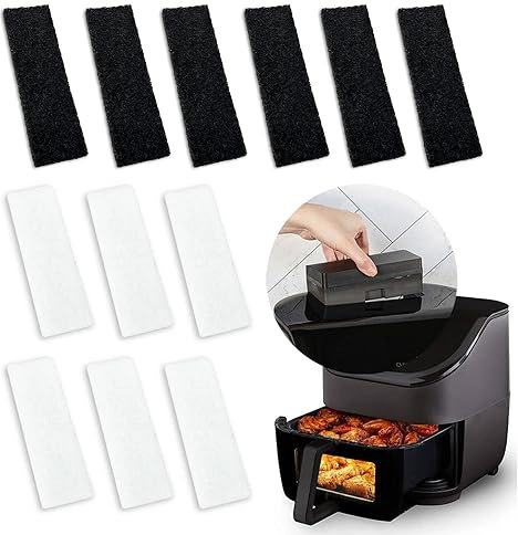 12 Stück Kohle- und Öldampf Luftfritteuse Ersatzfilter für 6QT Instant Vortex Plus Air Fryer mit ClearCook und OdorErase, Air Fryer Zubehör Ersatz Geruch Löschen Luftfilter