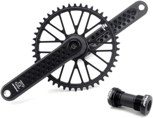 Kurbelgarnituren Rennrad-Kurbelgarnitur, hohl, integriertes GXP-Kurbelarm-Set, 165/170/175 mm, 40/42/44/46/48 Zähne, einzelnes Kettenblatt, Kurbelgarnitur, 8–12 Gänge ( Color : Black 170mm , Size : 46