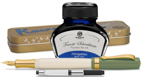 Octopus Kaweco Student Fountain Pen Set with 30 ml Blue Dye-based Ink, Converter and Metal Case