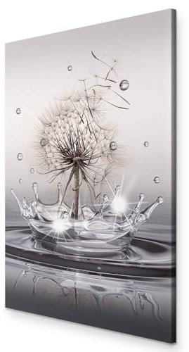 murando - Handart Pusteblume Kunstdruck auf Leinwand 40x60 cm 1 tlg Groß Kunstbilder wie Handgemalte Wandbilder XXL mit Acrylgel beschichtet Wand Bilder mit Struktur Blumen Natur b-C-0732-b-a