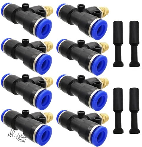 Irrigation Spray Nozzles, Dujelixa 8Pcs Brass Misting Nozzle Connect 10mm Quick Intubation Tube +4 Pcs Blocking Head for Disinfection, dust Reduction, Farm Cooling, Garden humidification