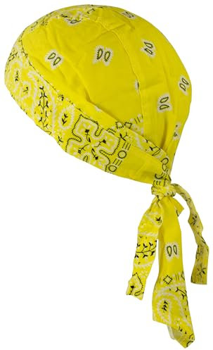 fashionchimp Zandana aus 100% Baumwolle, Bandana-Kopftuch, Bikertuch für Damen und Herren, Muster-Print (Gelb-Paisley) BAC095