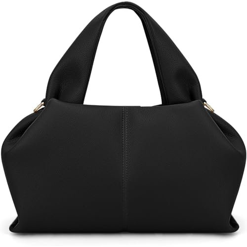 ARNTY Handtasche Damen, Damen-Schultertaschen aus PU-Leder, Elegante Henkeltaschen, Stilvolle Crossbody Bag, Dumpling Hobo Bag, mit Abnehmbarem Schultergurt(Schwarz)