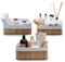 Knight Set of 3 Bamboo Storage Basket, Multi-purpose Bamboo Storage Shelving Organiser, Removable Washable Inner cloth, For Kitchen, Rooms, Shelves, Bathroom, Natural (Rectangular)
