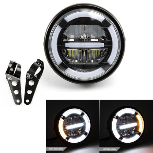 evomosa Motorcycle headlight Universal 6.8 LED headlight with daytime running light indicator for cafe racer bobber chopper headlight