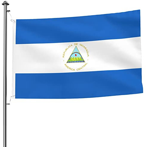 Bandera de Nicaragua de 5 x 8 pies, resistente, duradera, de doble cara, decorativa para exteriores, para el hogar, patio, bandera de bienvenida