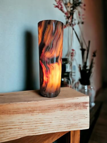 LANDSTER Onyx Marmor Lampe Tischlampe Lampe Leuchtmittel Beleuchtung Nachttischlampe Edelstein Lampe aus 100% Marmor Lampen Dekoration home decor (Zylinder)