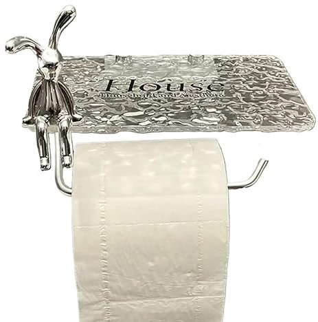 Porte-rouleau de papier toilette avec étagère - Porte-papier toilette de luxe argenté - Sans perforation - Porte-rouleau de papier toilette en acrylique - Cintre pour salle de bain