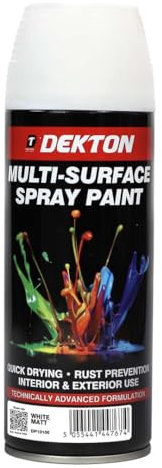 Inspired Essentials - All Purpose Aerosol Spray Paint 400ml Quick Drying Spray, Fast Dry and Excellent Coverage for Metal, Wood, Plastic and More (1, Dekton White Matt)