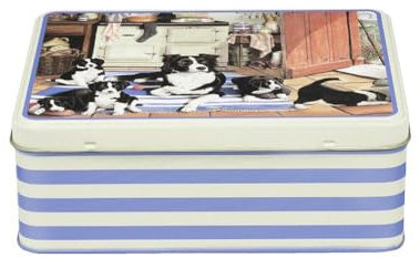 elitetins Tracy Hall - Collies Sheep Dogs - Deep Rectangular Tin- 195 x 154 x 75mm