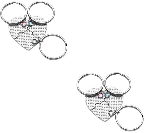 WRITWAA 2sätze Herz Schlüsselanhänger Mit Puzzle-Design Für Freunde Teilig Aus Hochwertigem Zinklegierungsmaterial Mit Funkelndem Rhinestone Als Abschiedsgeschenk Für Besondere