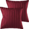 Pure Label 2er Set Mako Satin Damast Streifen Kissenbezüge 40x40 cm aus 100% Baumwolle in rot| Traumhaft weiche Deko Kissen passend zu unseren Bettwäsche Sets