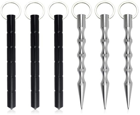 Sporgo Kubotan Selbstverteidigung: 6 Stück Druckverstärker Schlüsselanhänger mit 2 Stück Signal-Pfeife, Selbstverteidigung Frauen Waffen Griff legal für Notsituationen als Notfallhammer Glasbrecher