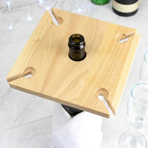Personalised Memento Wooden Champagne, Prosecco, Wine Bottle & Four Glass Holder - Christmas, Birthday, Secret Santa, Party, Anniversary