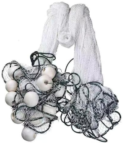 Fischernetz Länge 10 Meter, Höhe 2/3/4/5 Meter Angelnetz mit Sinker und Schwimmer Zugnetz für Flüsse, Seen und Flache Meere