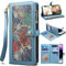 Baifu Handyhülle für vivo X200 5G, Blatt-Muster Reißverschluss Tasche, Hülle Brieftasche Handytasche Cover für vivo X200 5G-Blau