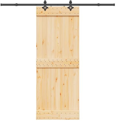 vidaXL Puerta corredera con herrajes madera maciza de pino 80x210 cm