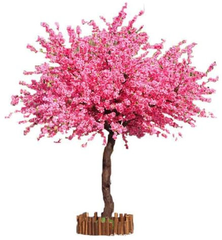 Qgtxf Wunderschöne Künstliche Kirschblüten Bäume Gefälschte Sakura Bonsai Bäume mit Zweigen Stahl Grundplatte für Hochzeiten Party Home Office(Size:1.5x1m,Color:Rosa)
