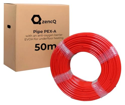 ZencQ Tubo riscaldante di sicurezza PE-Xa per riscaldamento a pavimento, 16 x 2 mm, tubo multistrato con barriera all'ossigeno (50 m)