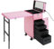 EurHomePlus Trolley with Table and 4 Drawers Professional Rollable Manicure Table Nail Table Travel Train Suitcase Cosmetic Trolley with Mirror (Pink)