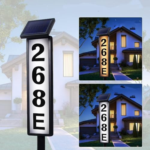 Koyopepi. LED Solar Adressschild Beleuchtete Hausnummern Wasserdichte Outdoor Plaque
