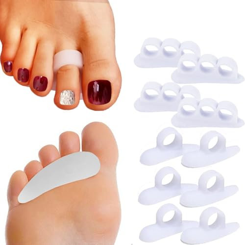 Gel Hammer Toe Straightener, 12 Pieces Toe Separators for Overlapping Toes - Claw Toe Reduces Toe & Foot Discomfort