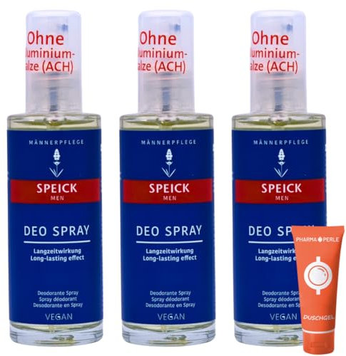 Men Deo Spray 3x 75 ml I Lang anhaltende Frische und zuverlässiger Schutz I ohne Aluminiumsalze I Pflanzliche Pflege mit Bio-Salbeiextrakt I Spar-Set plus Pharma Perle give-away
