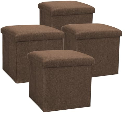 com-four® 4X Faltbarer Hocker, Sitzhocker mit Stauraum, Aufbewahrungsbox | 40 L