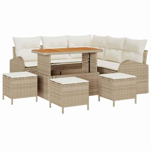 vidaXL Garten-Sofa-Set 9 STK. 8-Sitzanzahl Beige und Creme