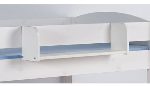 Lilokids Einhängeregal NELE 80 cm – Regal für Hochbett, Hochbett mit Rutsche & Etagenbett – Kinderbett-Zubehör aus massivem Kiefernholz, weiß lackiert, abwischbar