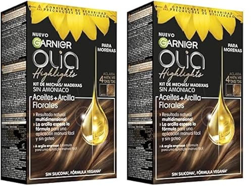 Garnier Olia Highlights coloración permanente sin amoniaco con aceites florales naturales - Tono Moreno (Paquete de 2)