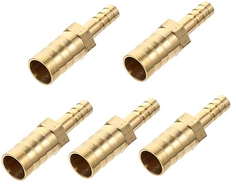 Raccordo Adattatore 5 Pezzi per Ottone Tubo Flessibile | Colore Oro, Collega Tubi di Diametro Diverso, Adatto a Circuiti Pneumatici e Sistemi Fluidi, Uso Tecnico